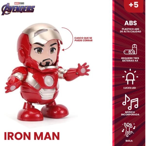 JUGUETE IRON MAN MUSICAL CAMINA SOLA BAILA LUCES
