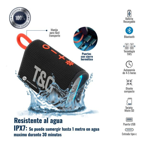 PARLANTE T&G 396 RESISTENTE AL AGUA TWS USB TIPO C