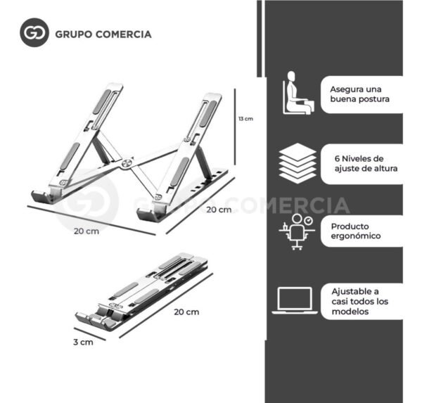 BASE SOPORTE PARA PORTÁTIL TABLET METÁLICA SOLA