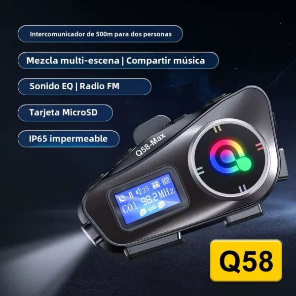 INTERCOMUNICADOR PARA CASCO MOTOCICLISTA Q58 MAX DIGITAL INN BIKE IP65